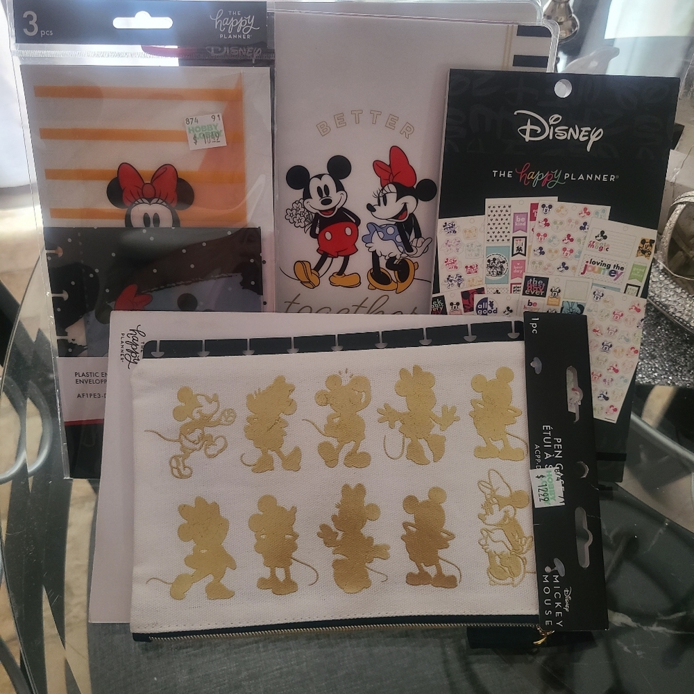 Disney The Happy Planner, Pen Case, Sticker Set and Plastic Envelopes